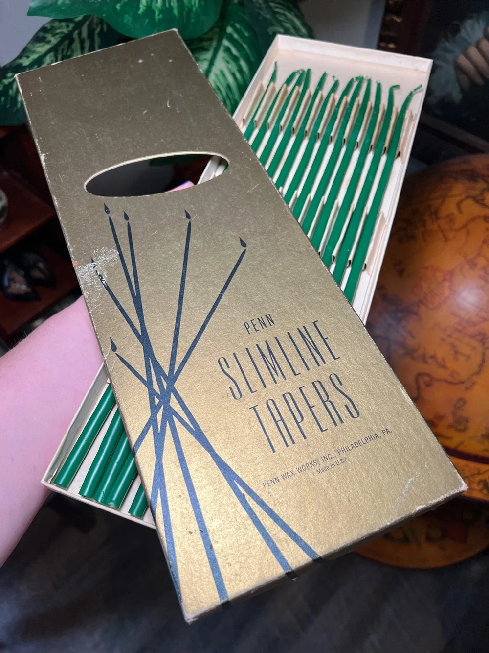 Vintage MCM Penn Slimline Candles 12 Taper 14” Original Box 1950s